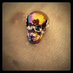 New Rainbow Titanium Hematite Skull Pendant.
